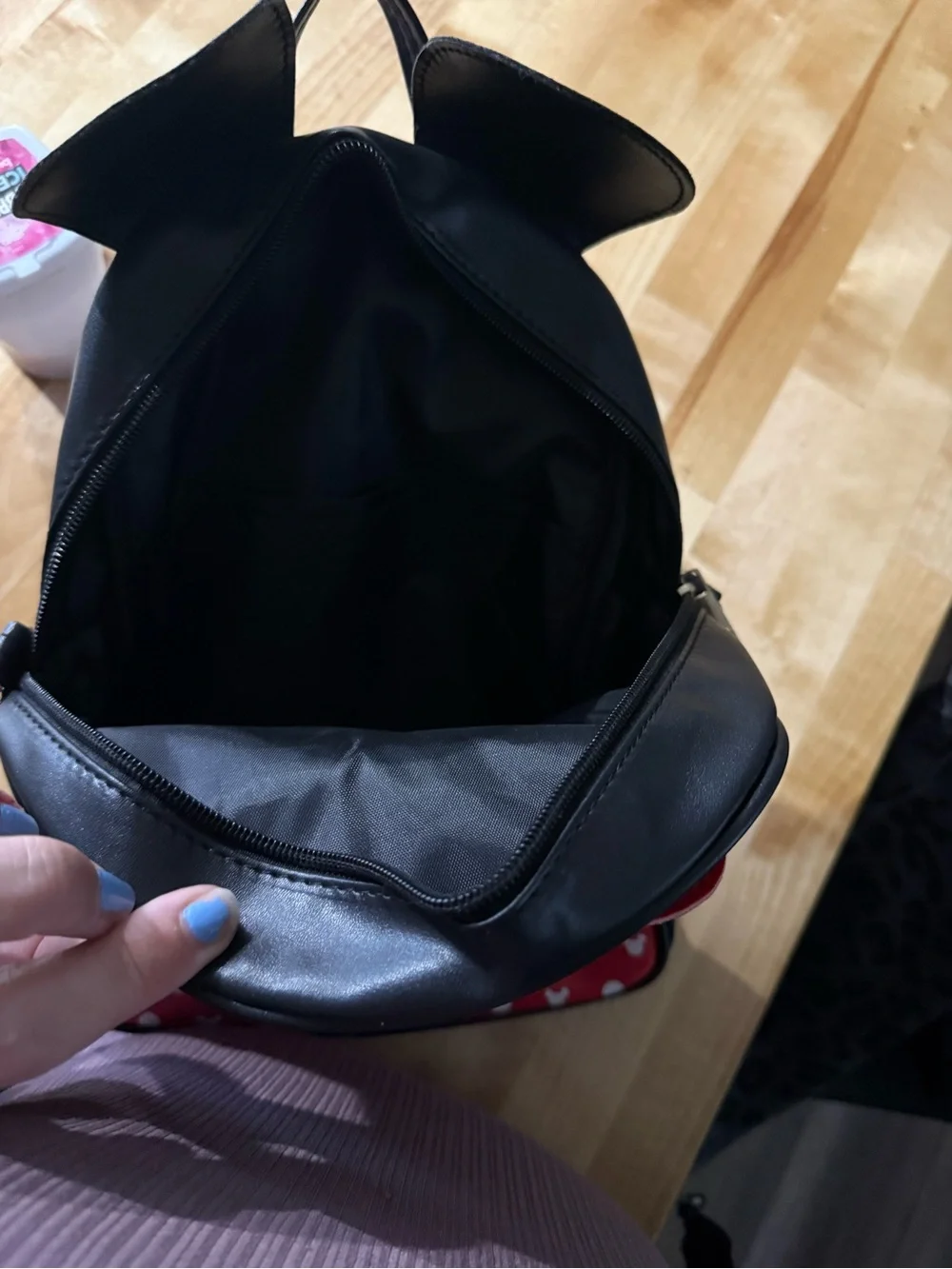 Kids Black & Red Minnie-Style Backpack with Bow